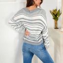  Striped Knit Sweater with Long Sleeves and Relaxed Fit