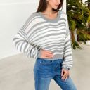  Striped Knit Sweater with Long Sleeves and Relaxed Fit