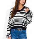 Black Large Striped Knit Sweater with Long Sleeves and Relaxed Fit