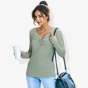  Solid Color Long Sleeve V-Neck T-Shirt Tops