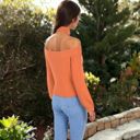  Turtleneck Cold Shoulder Cropped Long Sleeve Sweater