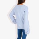  Long Sleeve V-Neck Henley Knit Sweater with Button Details