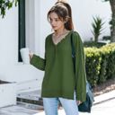 Green Large Contrast Button Detail Long Sleeve Knit Sweater