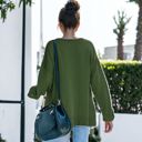 Green Large Contrast Button Detail Long Sleeve Knit Sweater