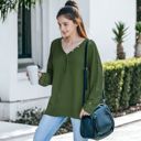 Green Small Contrast Button Detail Long Sleeve Knit Sweater