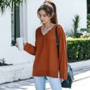 Red Medium Contrast Button Detail Long Sleeve Knit Sweater