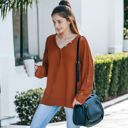 Red Medium Contrast Button Detail Long Sleeve Knit Sweater