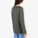  Rivet Detail Notched V-Neck Textured Pocket Detail Long Sleeve Pullover Top