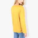 Yellow Large Rivet Detail Notched V-Neck Textured Pocket Detail Long Sleeve Pullover Top