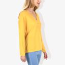 Yellow Medium Rivet Detail Notched V-Neck Textured Pocket Detail Long Sleeve Pullover Top