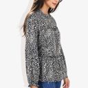  Round Neck Ruffle Tier Leopard Print Long Bishop Blouse