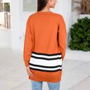  Open Front Striped Pocket Long Sleeve Cardigan Cozy Knit Casual Layering Essential