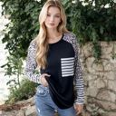 Black Large Sleeve Pullover Sweatshirt with Chest Pocket