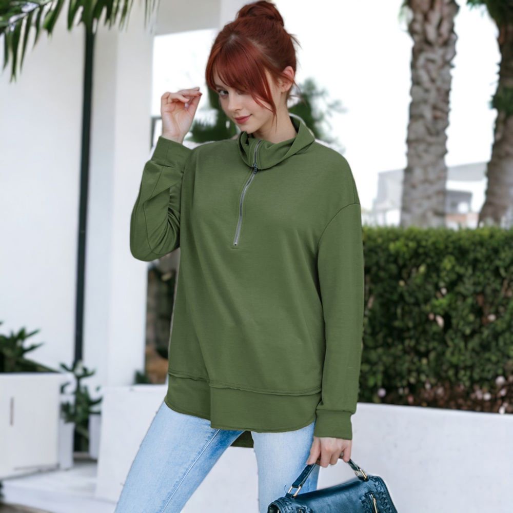 Zip Up Funnel Neck Sweater