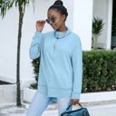 Blue Large Zip Up Funnel Neck Sweater