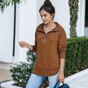 Brown Large Zip Up Funnel Neck Sweater