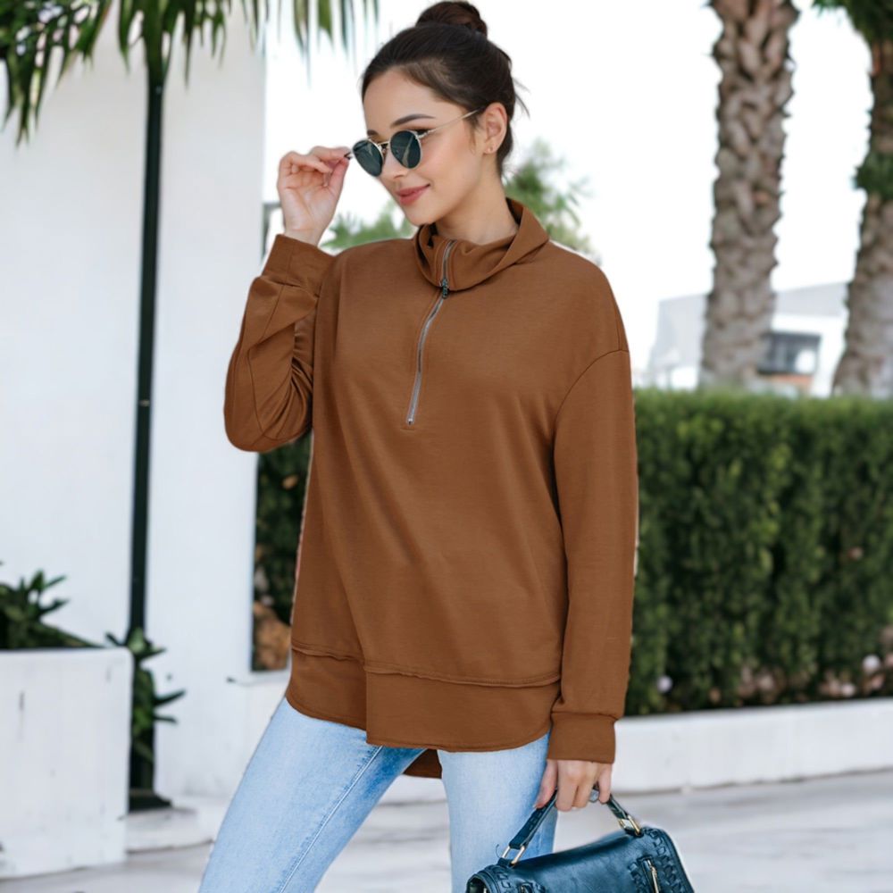 Zip Up Funnel Neck Sweater