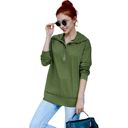 Green Large Zip Up Funnel Neck Sweater