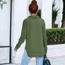 Green Large Zip Up Funnel Neck Sweater