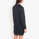 Black Medium Cuffed Long Sleeve Solid Kangaroo Pocket Zipper Mini Dress