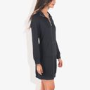 Black Small Cuffed Long Sleeve Solid Kangaroo Pocket Zipper Mini Dress