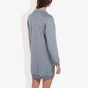 Gray Large Cuffed Long Sleeve Solid Kangaroo Pocket Zipper Mini Dress