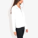 White Large Solid Color Zipper Patchwork Sweatshirt Top