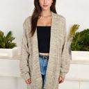  Open Front Cable Knit Cardigan Sweater Long Sleeve Cozy Slouchy Fit with Textured Detailing