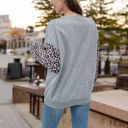 Gray Large V-Neck Long Sleeve Pullover Top with Comfortable Fabric for Casual Wear