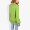  V-Neck Long Sleeve Sweater with Ribbed Cuffs