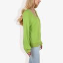  V-Neck Long Sleeve Sweater with Ribbed Cuffs