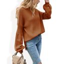  Long Sleeve Ribbed Knit Sweater with Drop Shoulder Design