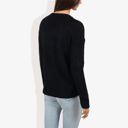 Black Large Button-Up Cardigan V-Neck Long Sleeve with Ribbed Hem