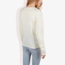 White Large Button-Up Cardigan V-Neck Long Sleeve with Ribbed Hem