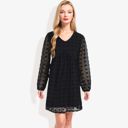 Black Large Clip Dot Light Shift Dress