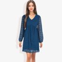 Blue Large Clip Dot Light Shift Dress