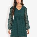 Green Large Clip Dot Light Shift Dress