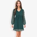 Green Large Clip Dot Light Shift Dress