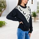  Crew Neck Sweater with Contrast Leopard Print Chevron Design