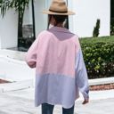 Pink Large Color Block Contrast Striped Button Down Collard Shirt