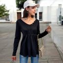 Black Large Long Sleeve Pullover Sweatshirt with Crew Neck and Ribbed Hem