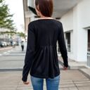 Black Large Long Sleeve Pullover Sweatshirt with Crew Neck and Ribbed Hem