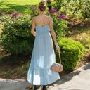 Blue Large Sleeveless V-Neck Wrap Maxi Dress with High-Low Hem