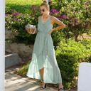 Green Large Sleeveless V-Neck Wrap Maxi Dress with High-Low Hem