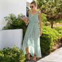 Green Large Sleeveless V-Neck Wrap Maxi Dress with High-Low Hem