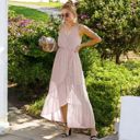 Pink Large Sleeveless V-Neck Wrap Maxi Dress with High-Low Hem