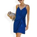  Sleeveless Wrap Mini Dress with Adjustable Tie Waist