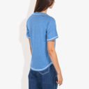 Blue Large Summer Basic Round Neck Short Sleeve Chest Pocket T-shirt