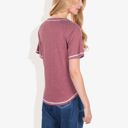 Pink Large Summer Basic Round Neck Short Sleeve Chest Pocket T-shirt