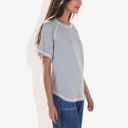 Gray Large Summer Basic Round Neck Short Sleeve Chest Pocket T-shirt